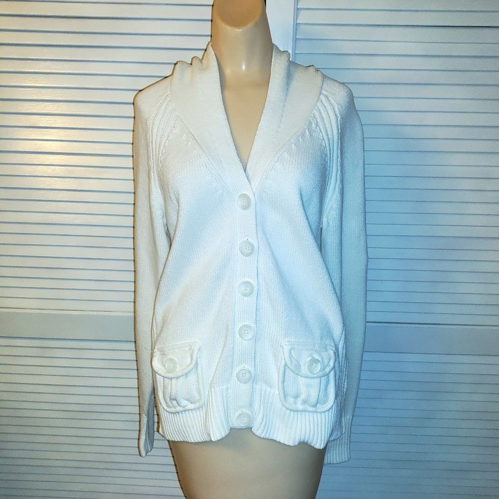 Old Navy White Hooded Cardigan